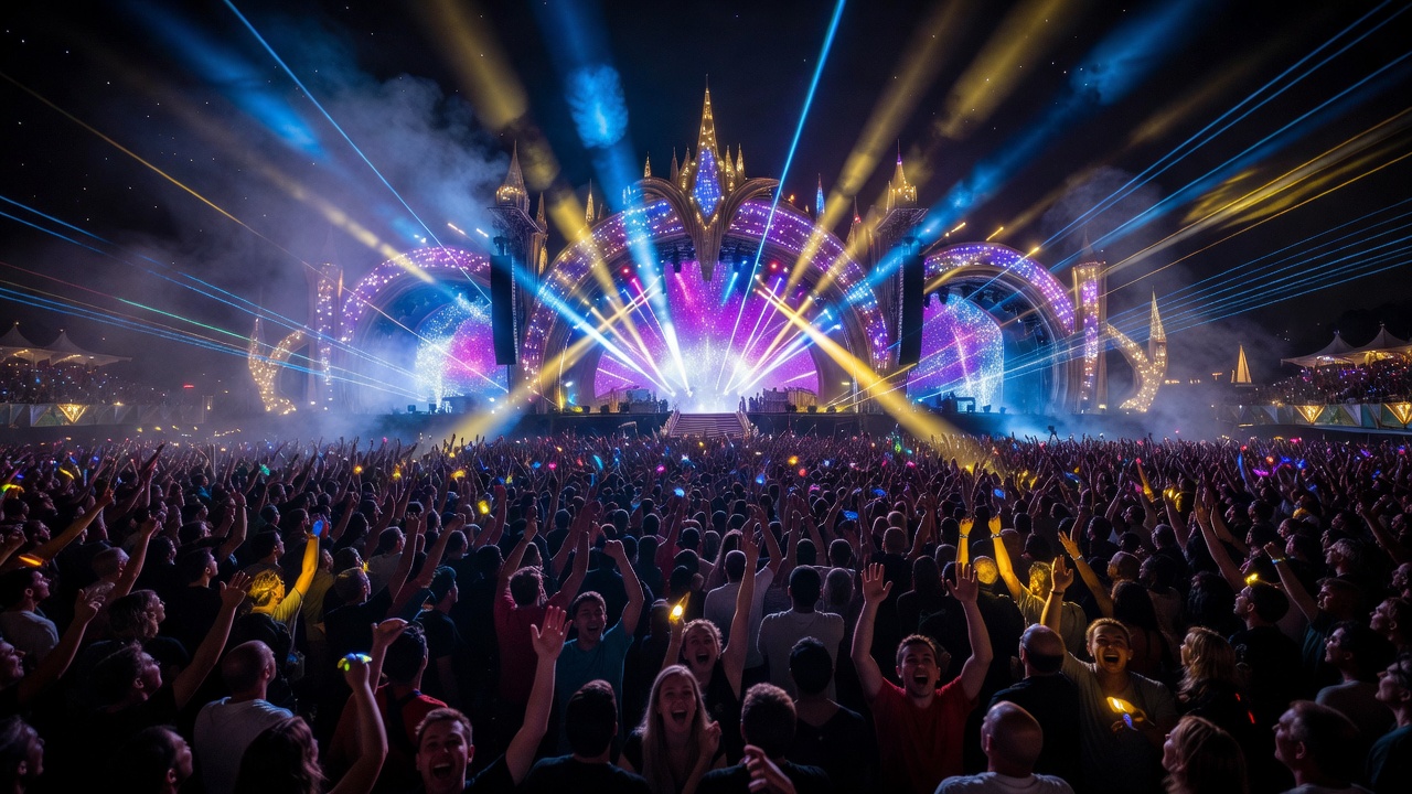 Tomorrowland Stage Crowd and Lights