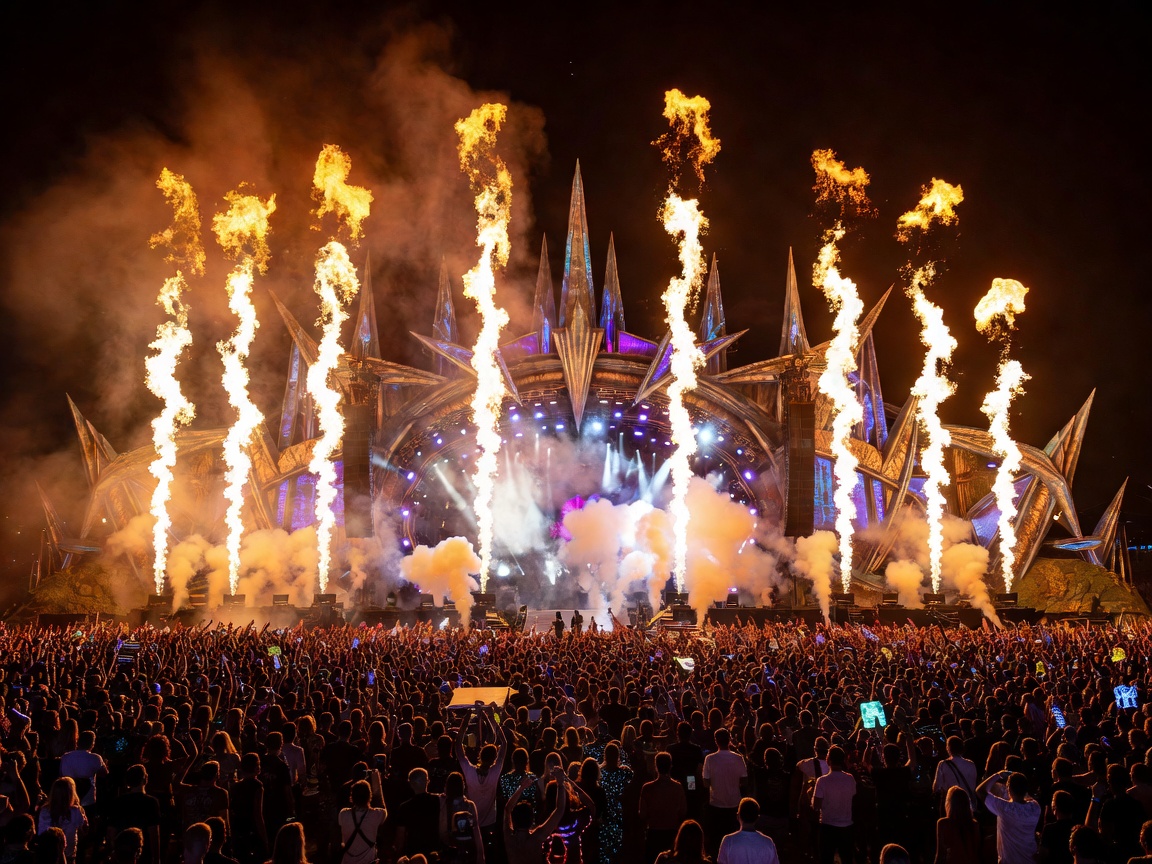 Tomorrowland Electronic Music Mainstage Fireworks